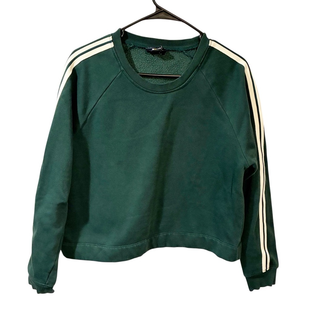 Anthropologie Maeve Green Arm Stripe Womens‎ Medium Green Crew Neck Long Sleeve